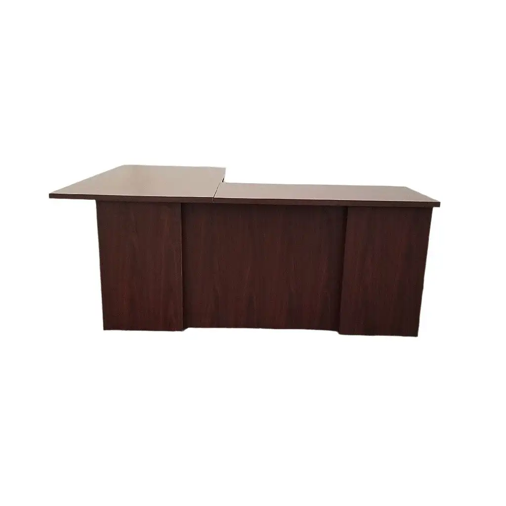 Workstation with Left Return Mahogany