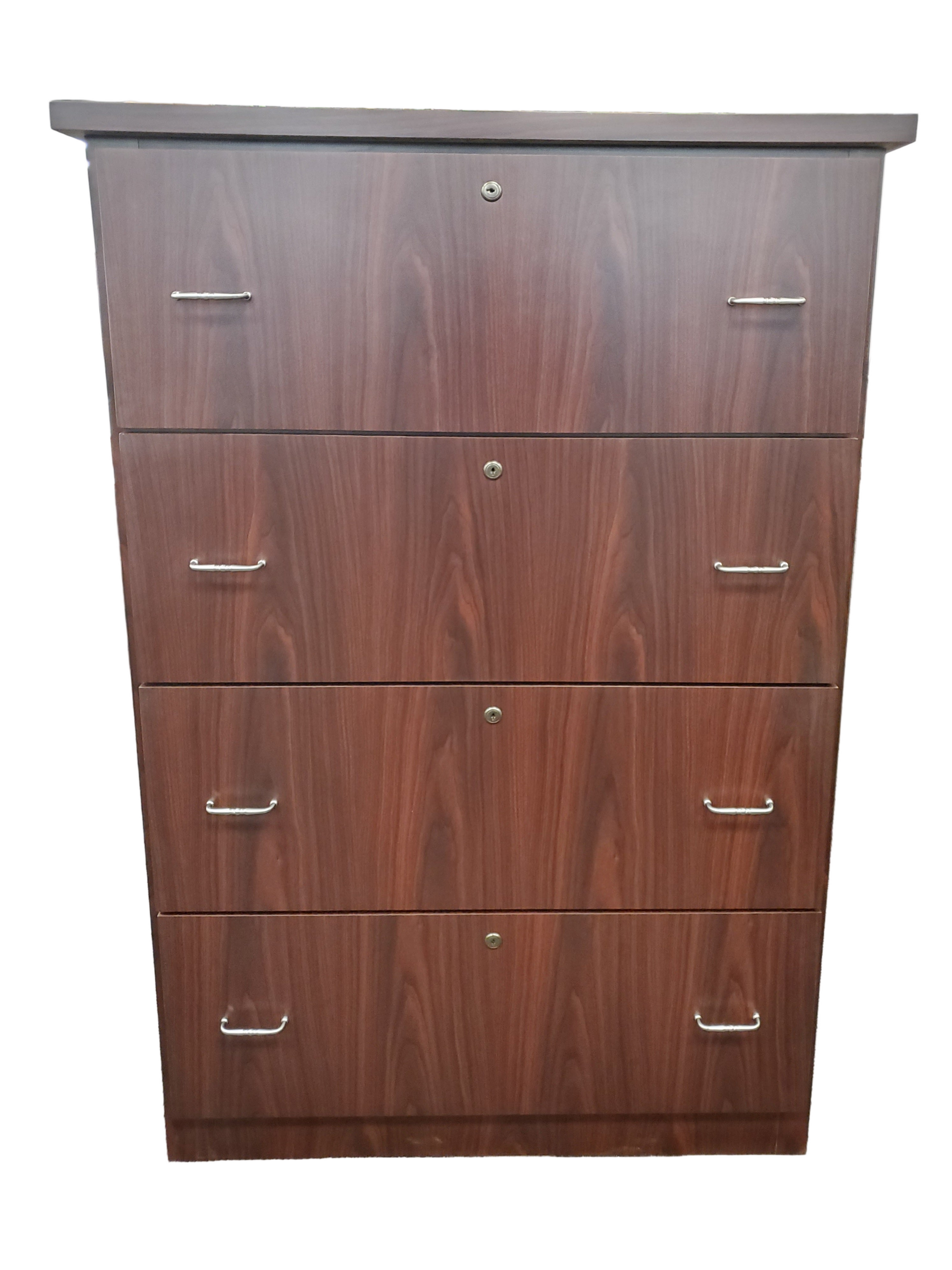 Mahogany Four Drawer Lateral File Cabinet
