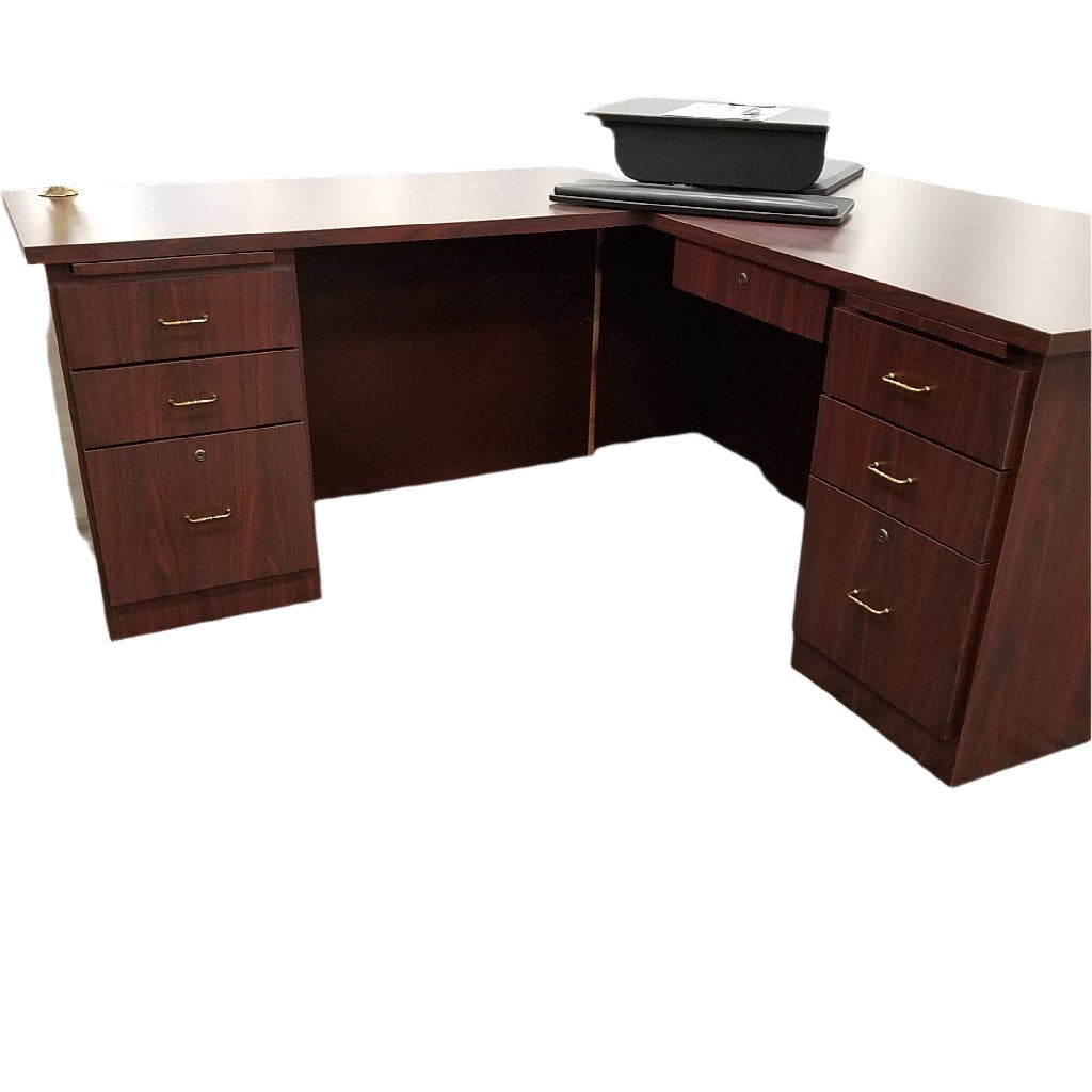 Workstation with Right Return Mahogany