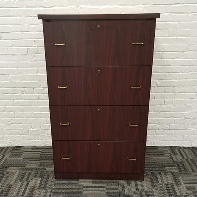 Mahogany Four Drawer Lateral File Cabinet