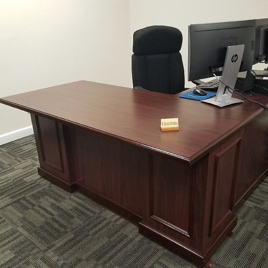 Senior Executive Workstation with Left Return Mahogany