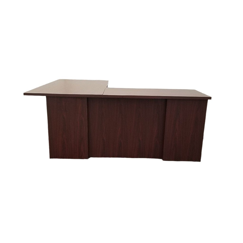 Workstation with Left Return Mahogany